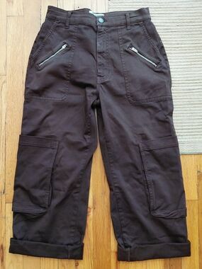 Never Worn-Reformation Dark Brown Unisex Cargo Pants with Zip Pockets